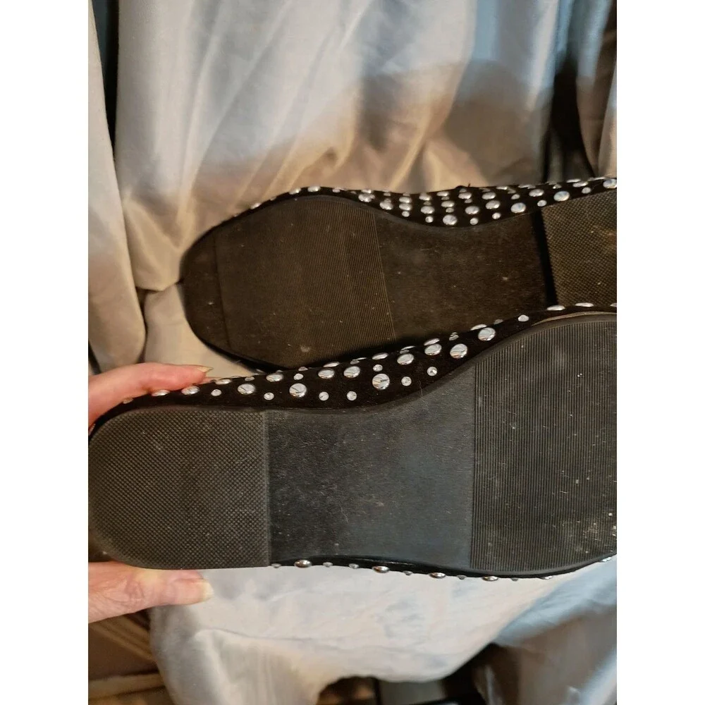 Torrid Ballet Flats Black With Silver Studs Sz 10 W Gothic Witchy Moto